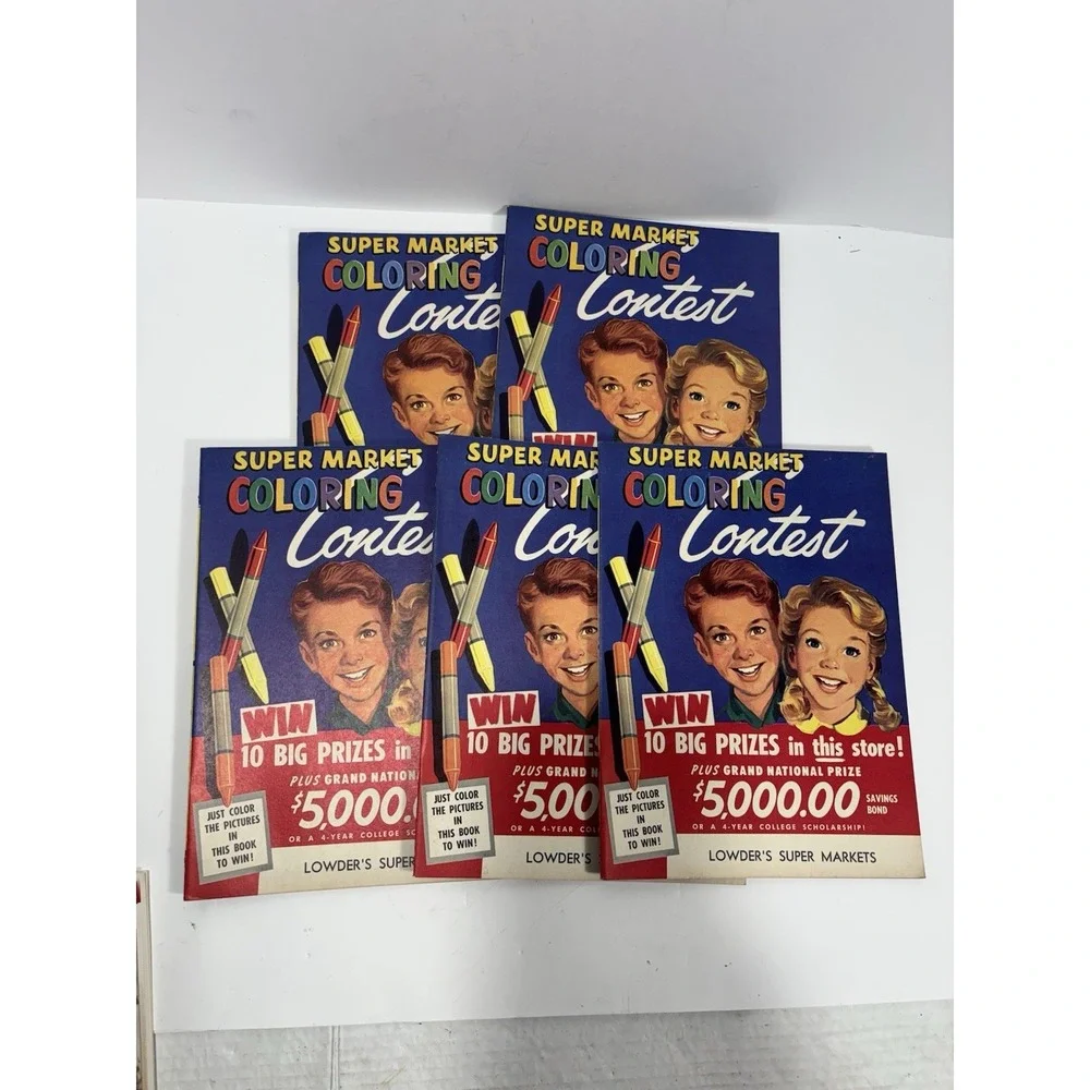 Vintage 1954 Unused Super Market Coloring Contest Book Pictures Brands Kraft 5x
